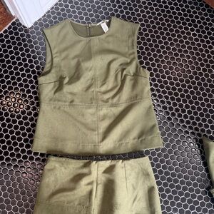 H&M Olive Green Two-Piece faux suede Set
